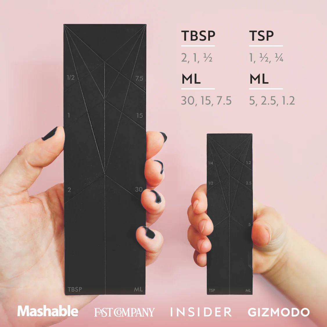 POLYGONS -Original Flat 3-in-1 Folding Measuring Spoons 2 Measuring spoons,with 6 different sizes